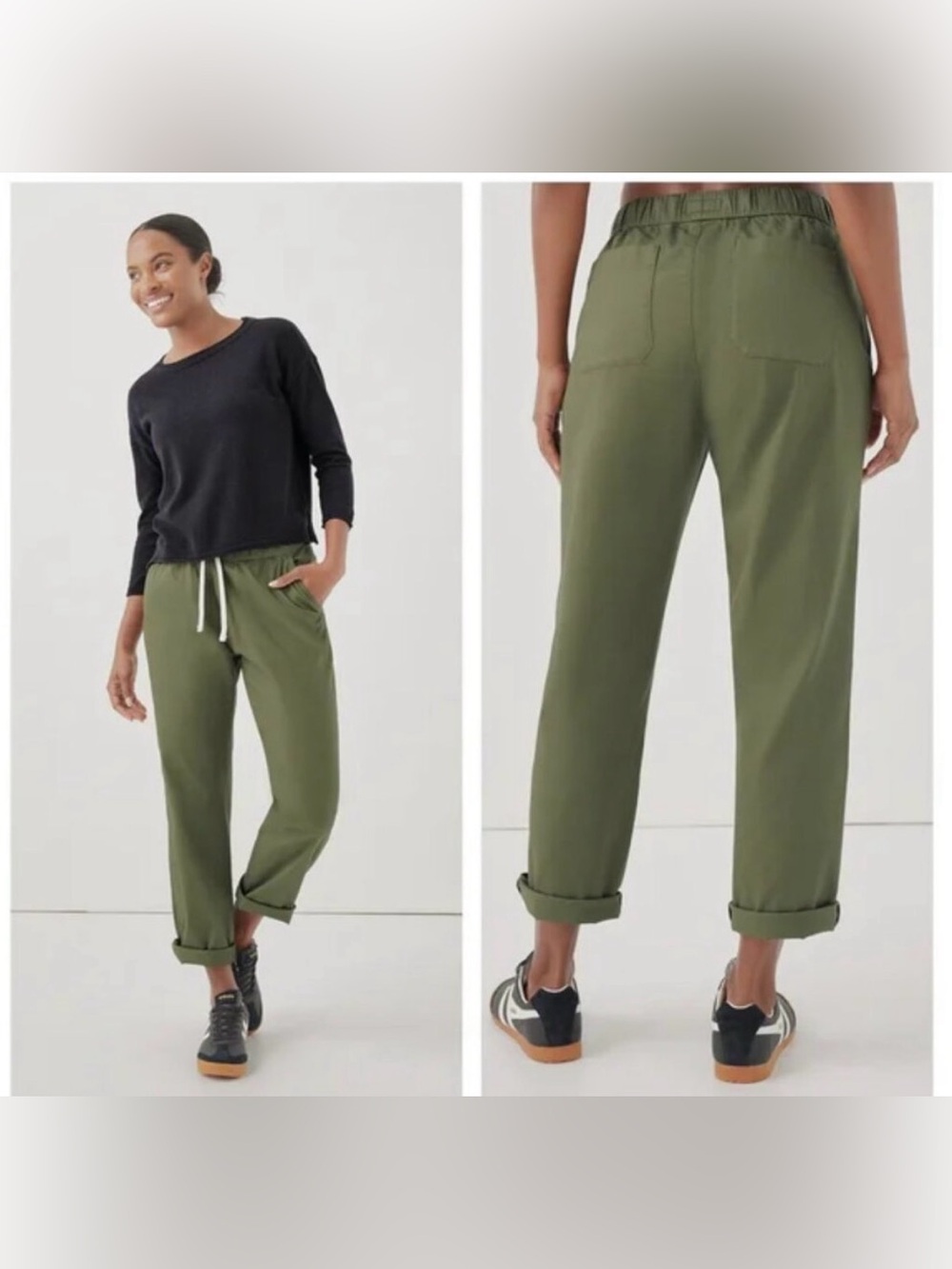 Pact daily Twill Pant in olive green size small.